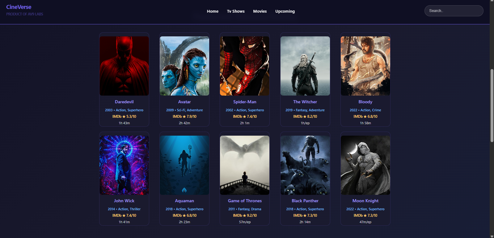 CineVerse Movie Streaming